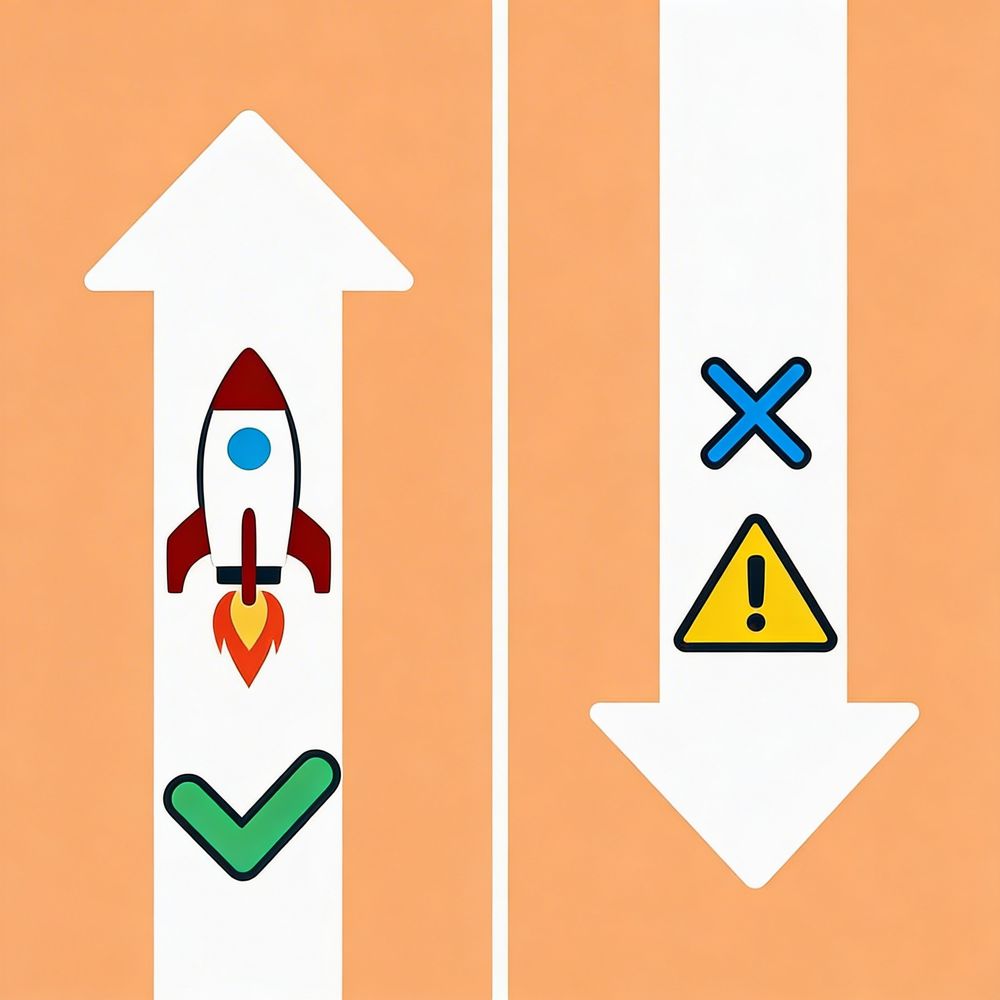 Split path showing one route leading to success and another to failure